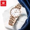 OLEVS Women's Watches Luxury Fashion Rose Gold Fine Steel Original Brand Quartz Wristwatch for Lady Waterproof Date Trend Dress