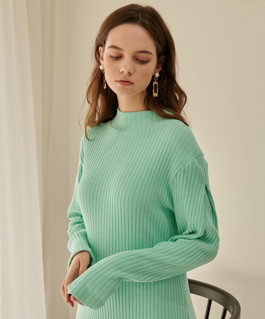 Ossi Pleats Sleeve Knit One-Piece Neo Mint
