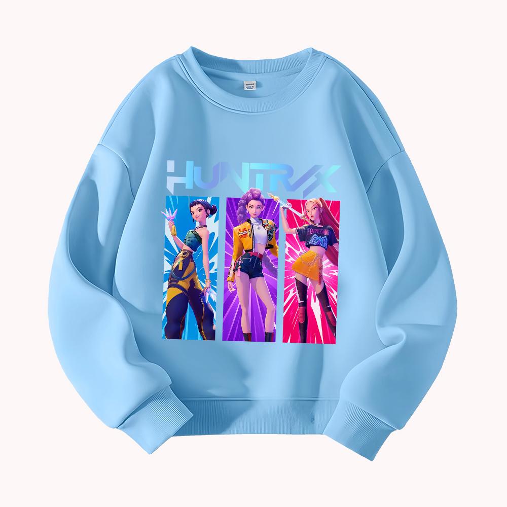 HUNTRX Devil Hunter Print Round Neck Sweatshirt Casual Fashion Women's Long Sleeve Pullover Top