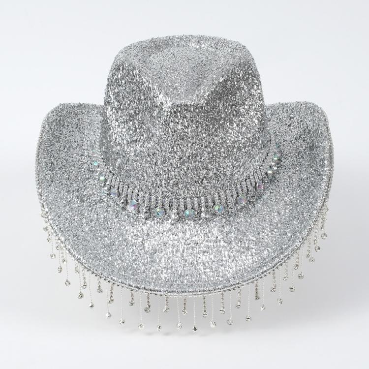 Hand Beading Diamond Tassels Hat Cowboy Hats for Carnivals Music Festival