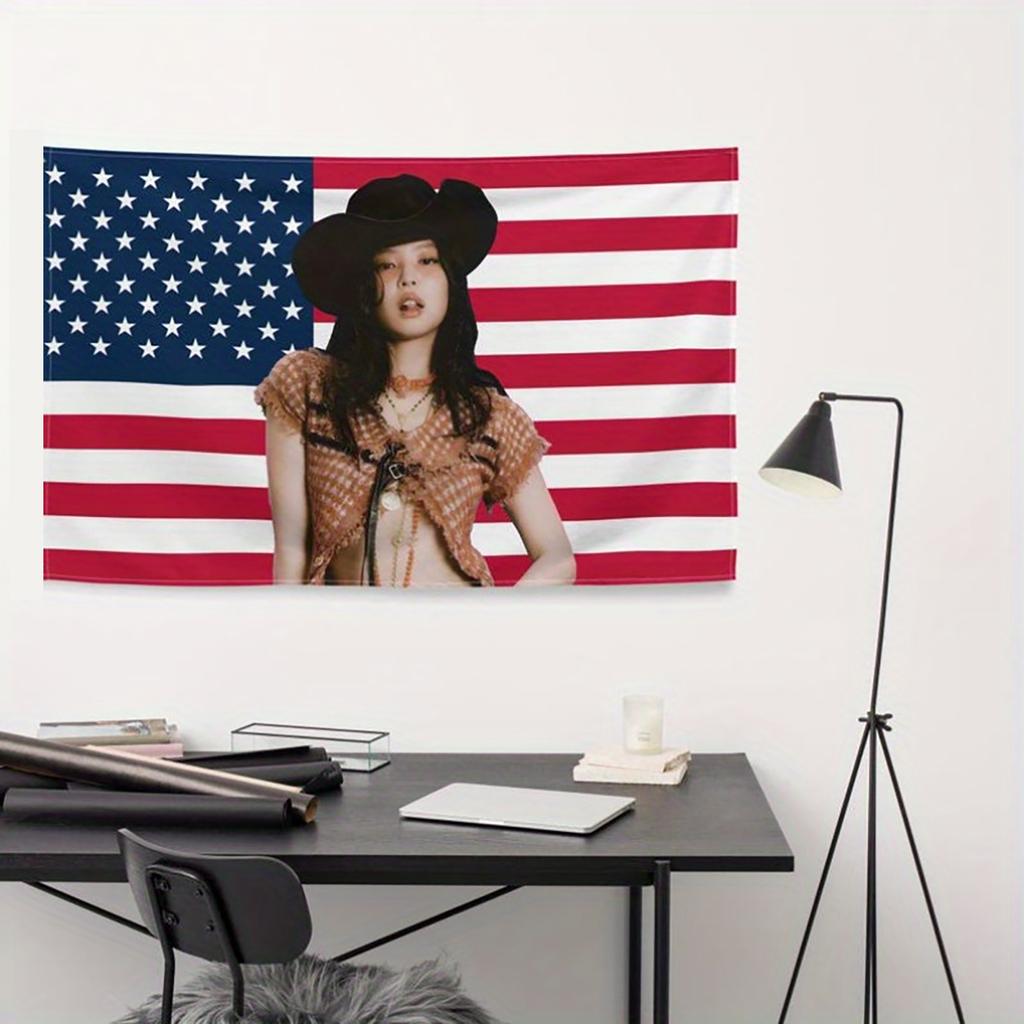 1pc USA Flag Tapestry Kpop Star Fan Gift Dorm Bedroom Wall Decor