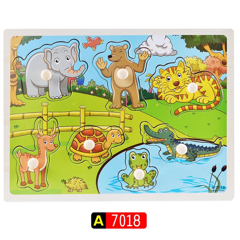 Wooden 3D Educational Grasping Board & Puzzle for Children: Animal & Fruit Theme Cognitive Toy