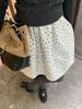 Women's Korean Retro Floral A-line Puffy Skirt - Gray, Autumn/Winter
