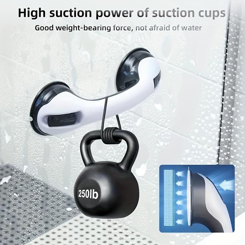 2-piece Set of 12 Inch Shower Safety Handles with Strong Suction Cups - Anti Slip Auxiliary Handles for Elderly, Bench, and Chair Support
