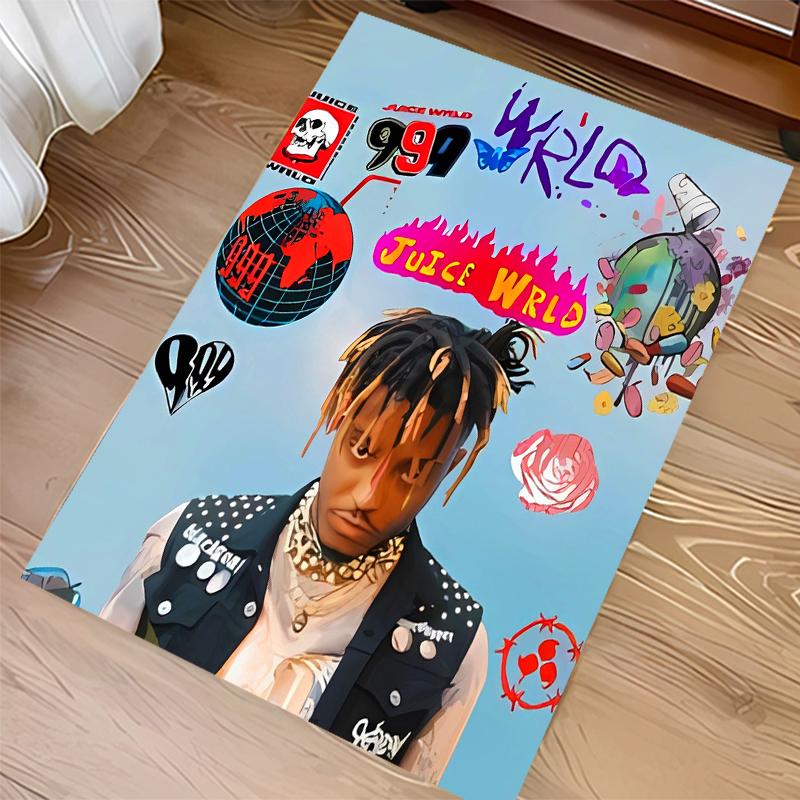 1pc Juice WRLD Print Area Rug - Soft,Washable Non-Slip Indoor Mat for Office Chairs,Living Room,Home Office Decorative Rug