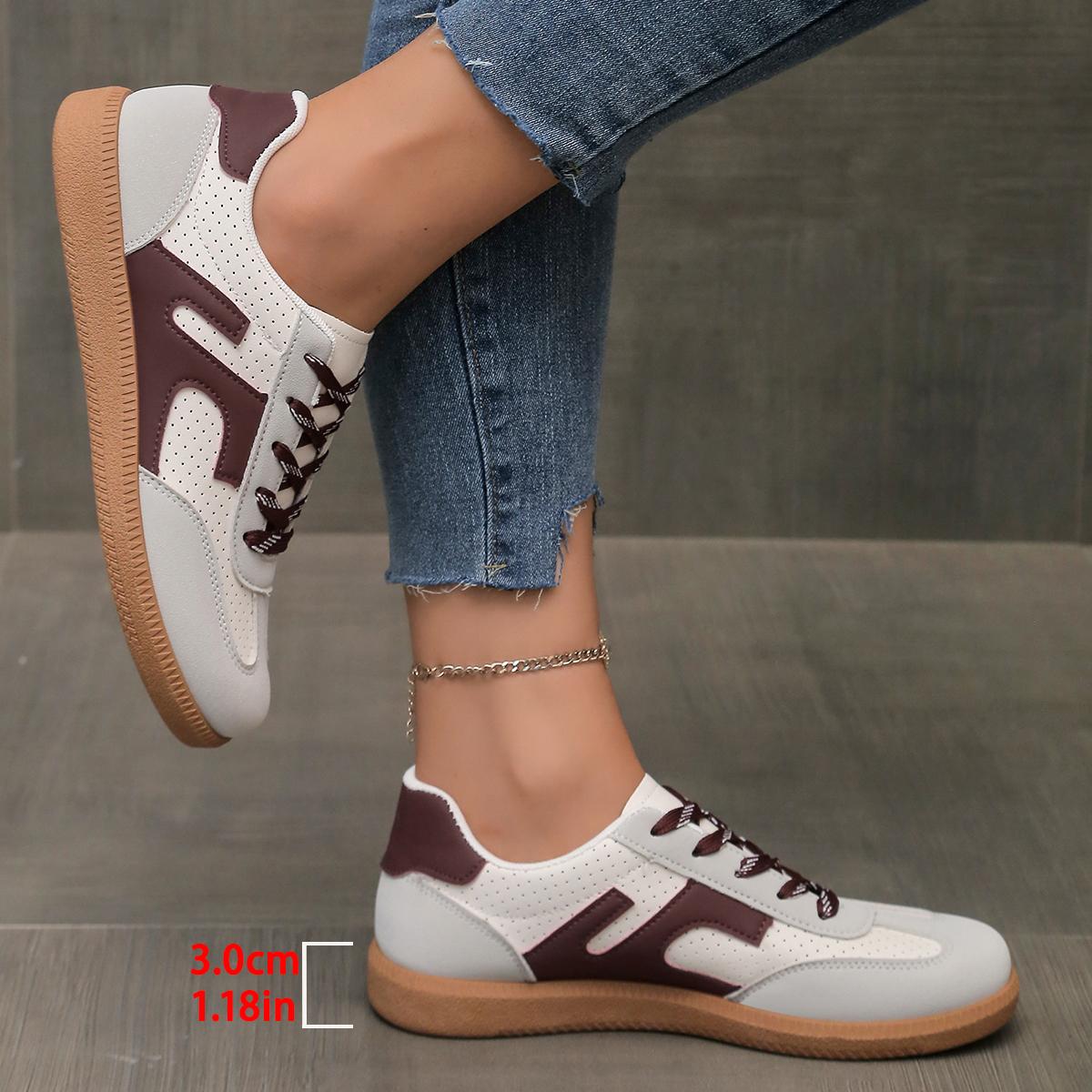 

Модная повседневная женская обувь Новый винтажный стиль Круглый носок Цветной блок Ботильоны до щиколотки Верх из плетеного волокна Удобные дышащие 36 вино красного