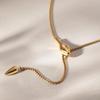 Luxury Snake Shape Zircon Adjustable Necklace For Women Gold Pvd Plated Stainless Steel Waterproof Jewelry