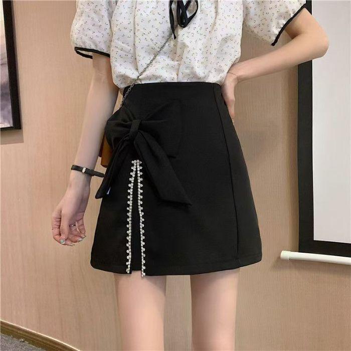 

Юбка миди А-силуэта большого размера с высокой талией, стройнящая, с дизайном в виде банта Large чёрный