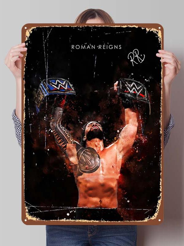 Roman Reigns Metallschilder Wrestler Poster Dekoration Schlafzimmer Anpassbare Blechschilder für Man Cave Wandkunst Dekoration Retro Zimmer