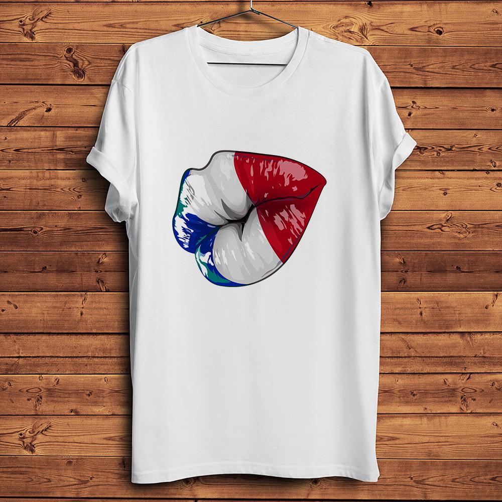 Italian KissFunny Italy France Lips TShirtDaily Oneck Casual Short Sleeve TshirtUnisex TeeBreathable Nocracking Print