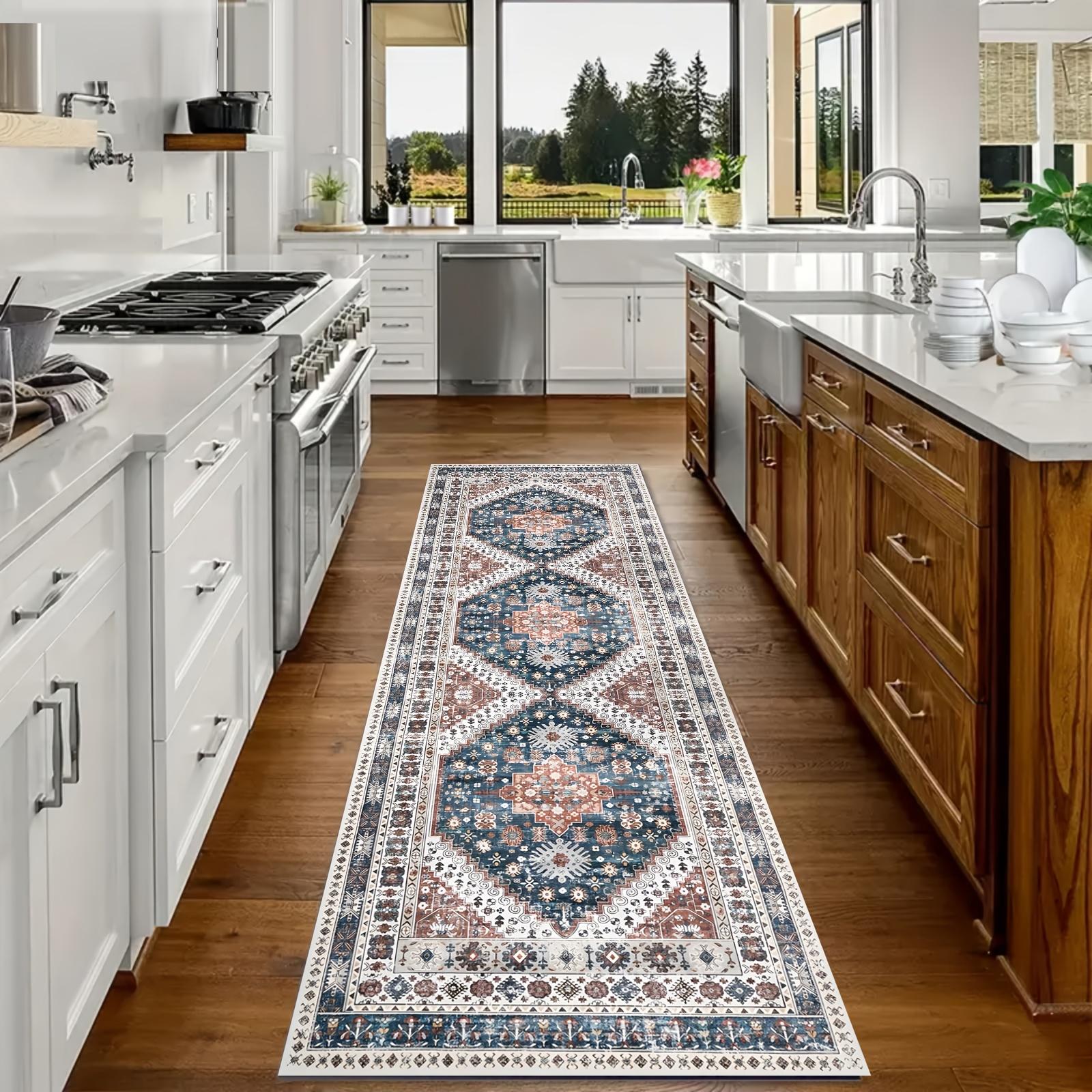Hallway Runner Rug Non Slip Washable Rugs for Laundry Room Vintage Soft Rugs for Living Room Kitchen Home Decoration
