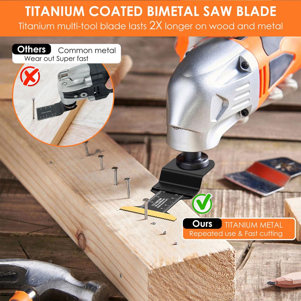5Pcs Oscillating Saw Blade Titanium Bimetal Blade Universal Wood and Metal Cutting Oscillating Tool Renovator Multi Cutter Blade