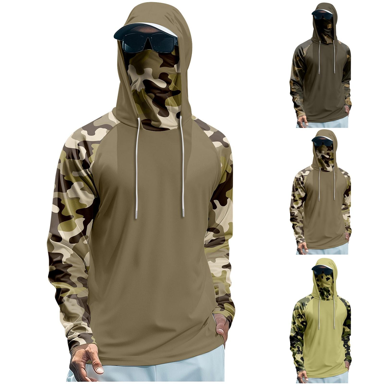 

Чоловіча функціональна рибальська толстовка реглан - UPF 50+ УФ сонцезахисна сорочка з довгим рукавом та сітчастим козирком M жовтий