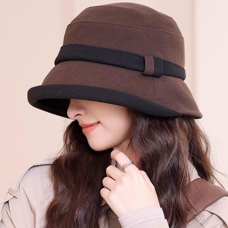 Fisherman's Hat Women's Simple and Versatile Hat Outdoor Travel Sun Shading Solid Color Fashionable Big Head Circumference Basin Hat