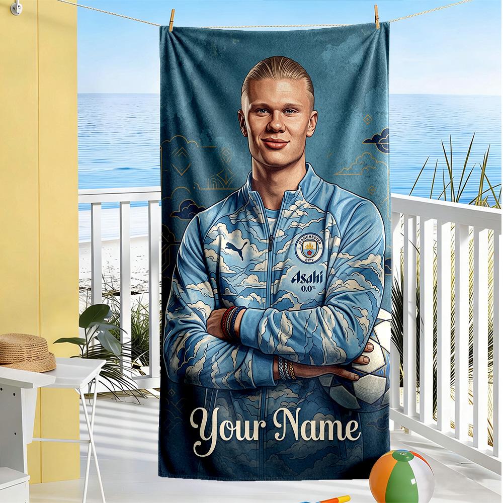Haaland Customized Name Beach Towel Super Soft Absorbent Portable For Swimmingbeachcamping Travel Beach Accessoriesgym