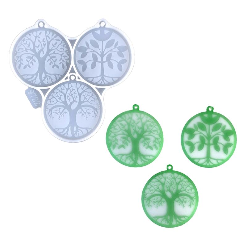 Versatile Silicone Casting Mold Epoxy Resin Mold Versatile Round Life Tree Keyring Case Mould Keychain Jewelry Moulds