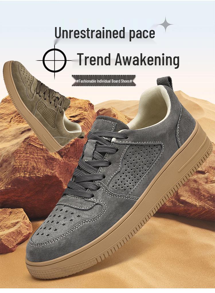Men's Spring Low-Top Breathable Suede Retro Sneakers - Large Size Casual Shoes