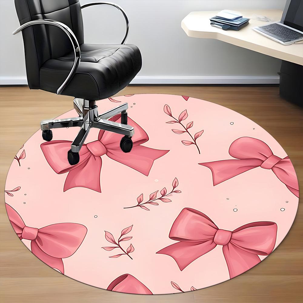 1pc Bows Floral Office Round Area Rug, Indoor Mat Suitable ForOffice, Under Office Chairs Bedroom Living Room Home Decor, Room Deco, D086
