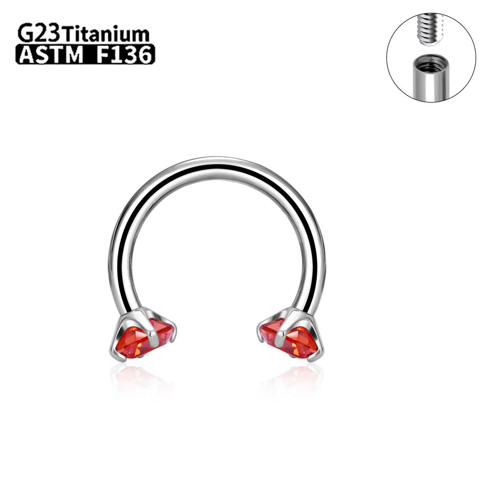 1/5/50Pcs G23 Titanium ASTM-F136 Piercings Nose Ring Internal Thread C Rod Zircon Body Jewelry For Women