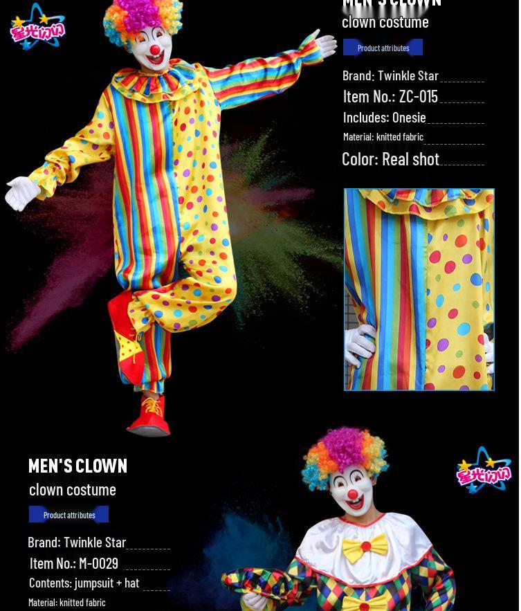 Adult Clown Cosplay Costume for Parties and Masquerades – Includes Clothes and Accessories