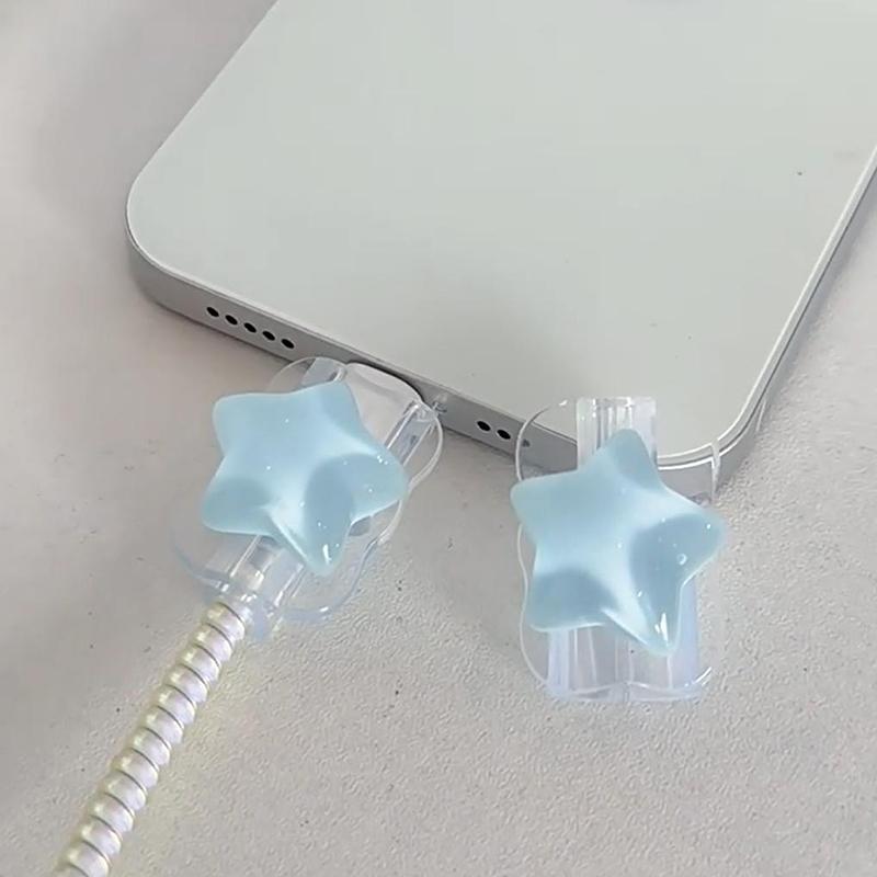 2Pcs/set 3D Ocean Stars Charging Head Protective Covers Charger Line Protectors Organizer Winder Change Charger Protector Cover