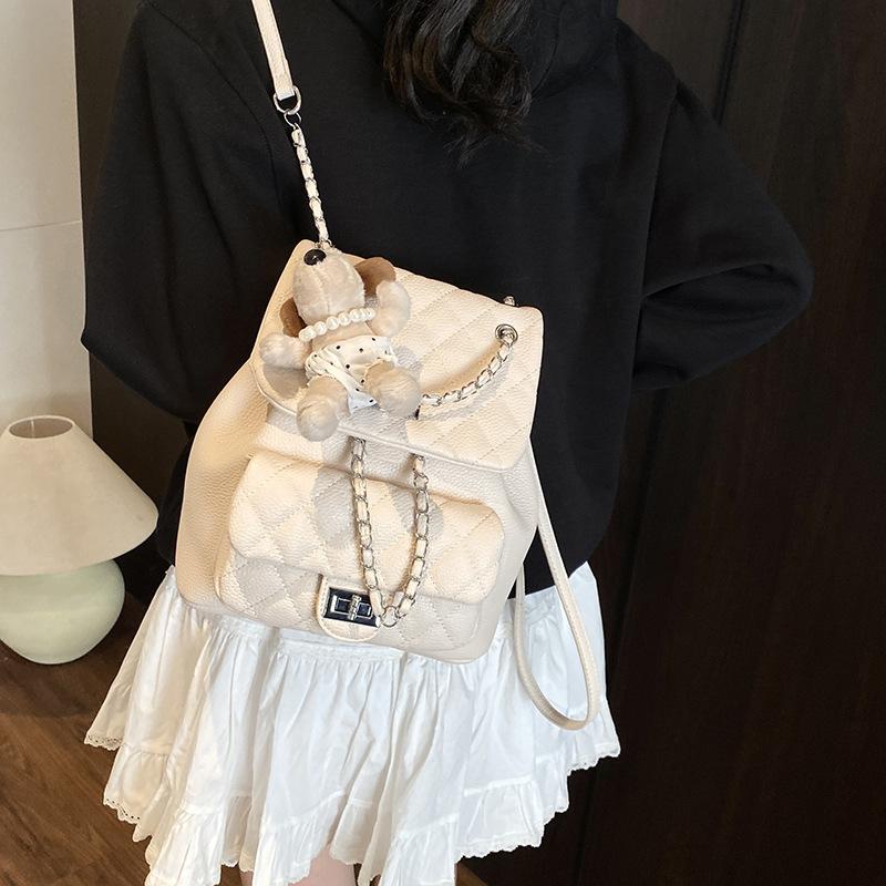 Summer Trend Small Fragrant Wind Rhombus Chain Small Backpack Bag Women'S Versatile Foreign Style Light Luxury Backpack