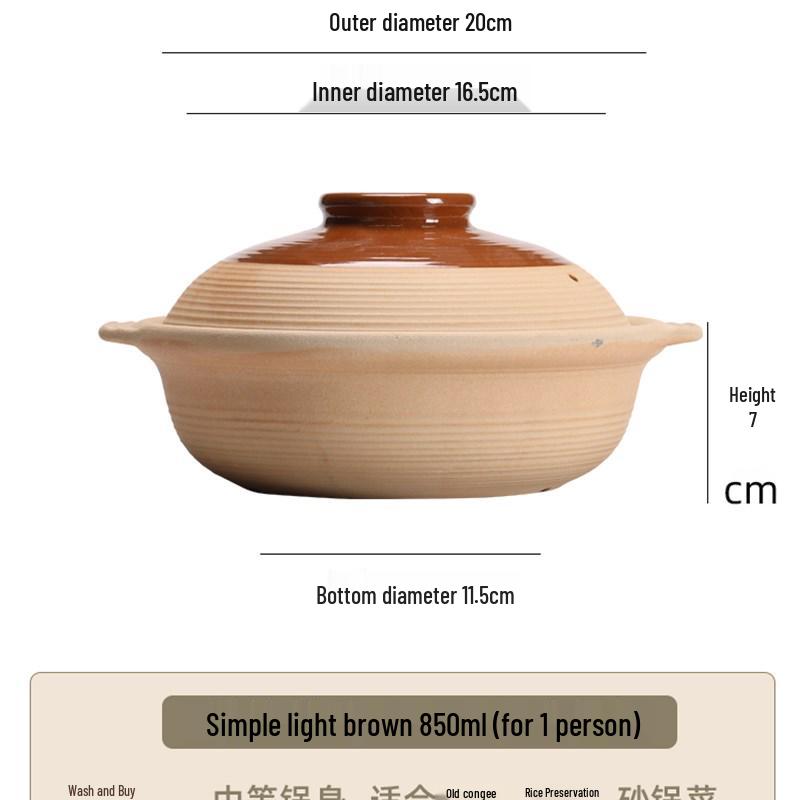 Traditional Unglazed Earthenware Clay Pot for Stewing and Soup