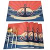 Nautisch Placematten Set, Anker Tafelmatten Wasbaar Zomer Kust Print Placemat voor Vakantie Banket Eetkamer Keukentafel Decor
