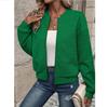 Autumn and Winter Solid Color Zipper Jacket, Baseball Collar, Casual Jacket for Women