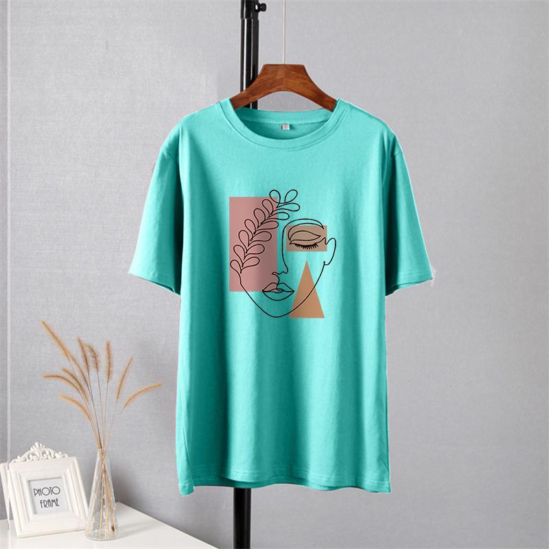 Shellsuning-Camiseta con estampado estético de gran tamaño para mujer, ropa de calle sencilla de manga corta a la moda, camisetas suaves, Tops artísticos básicos de algodón 100% para mujer