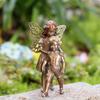 Figurine de Fée Frère et Sœur Statue Finition Bronze Vintage Design Créatif Cuivre