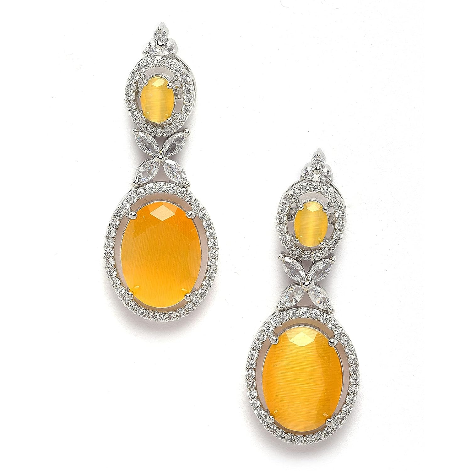 

Оксидированные посеребренные серьги-капли овальной формы с американскими бриллиантами для девочек и женщин