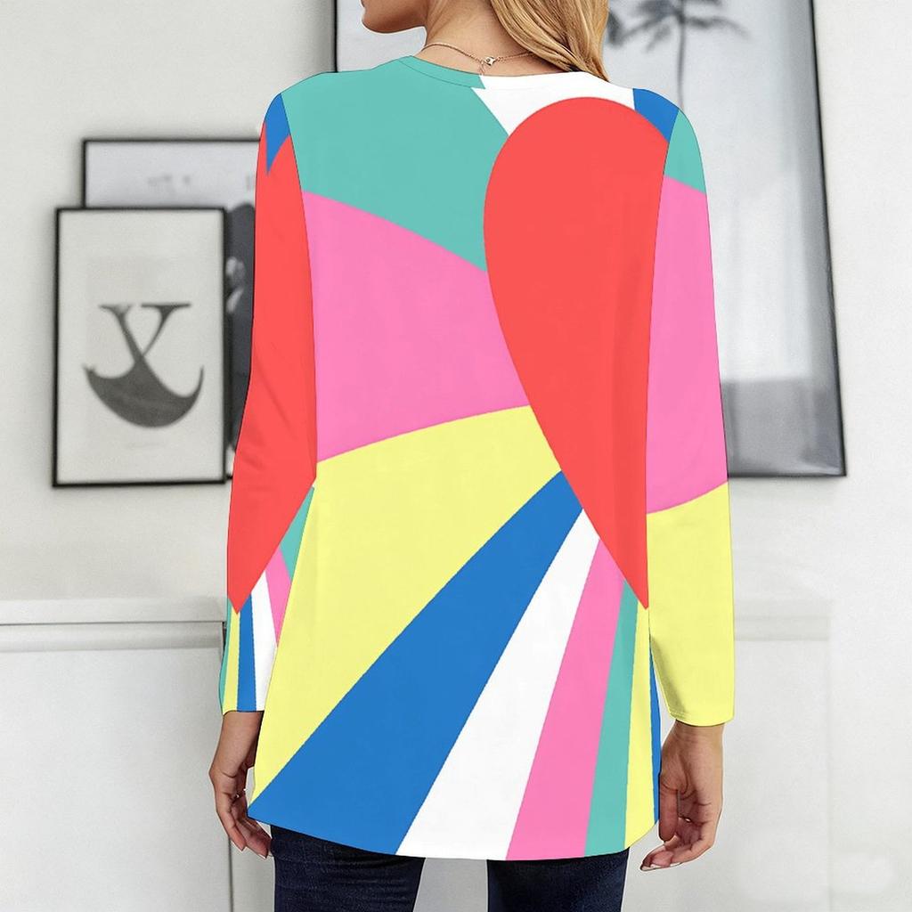 Ladies Round Neck Oversized Long Sleeve T Shirt Soft Comfort Tops For Indoor Daily Wear