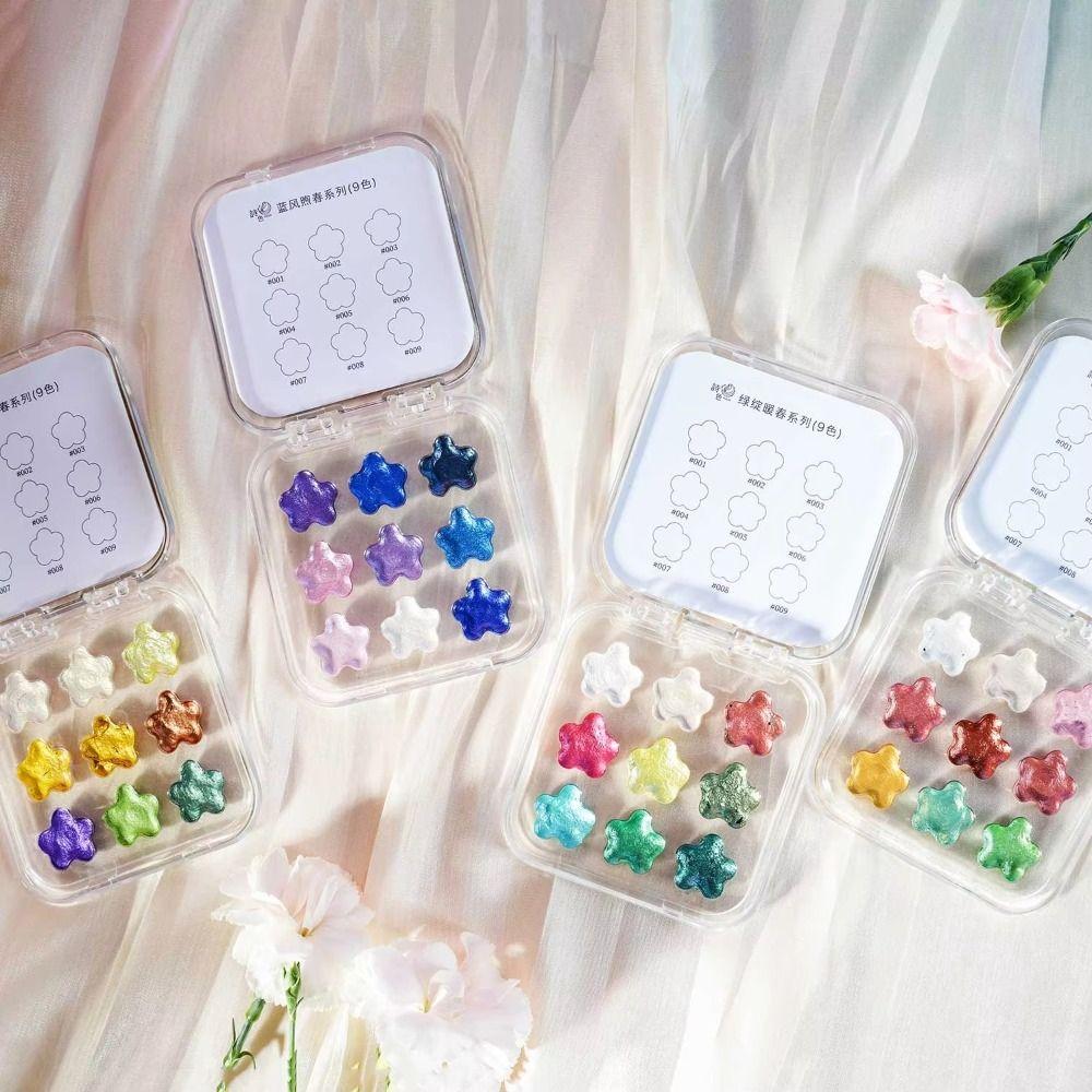 

9 Colors Watercolor Paint Set Solid Painting Pigment Set Oil Painting Kit Painting Practice Set C