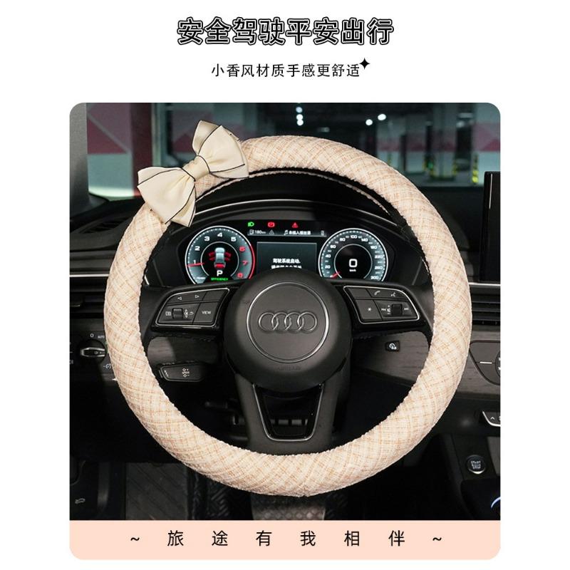 Bow Decor Non Slip Universal Car Steering Wheel Cover Auto Interior Accessory