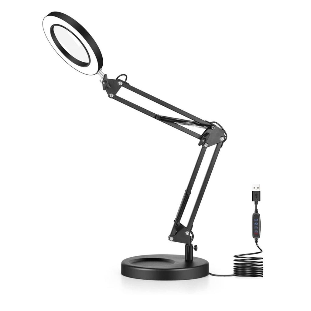 LED Long Arm American Style Folding Magnifier Desk Lamp for Welding and Repair with Eye Protection