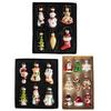 9 Pcs Christmas Ornaments Mini Resin Bear Tree Snowman Santa Xmas Tree Hanging Decoration for Winter Home Party Decor