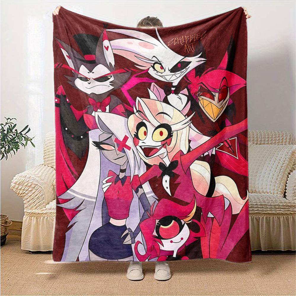 White Character Illustration Flannel Blanket Super Soft Warm Cozy Blanket for Sofa Bed Office Travel All‑Season Home Decor Gift