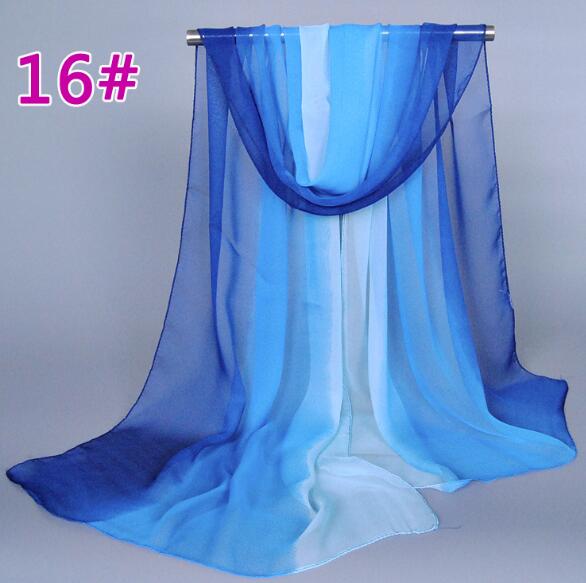 Lady Fashion Voile Girls Scarves Chiffon Scarf Women High Quality Gradual Color Women Silk Scarf  Popular Scarves Wrap shawl