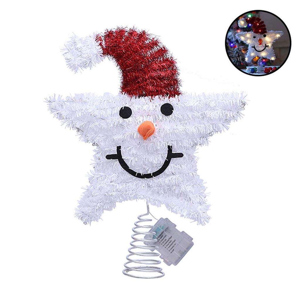 Easy Install Snowman Star Tree Toppers Warm Glowing Iron Christmas Decoration For Festival Table Centerpieces