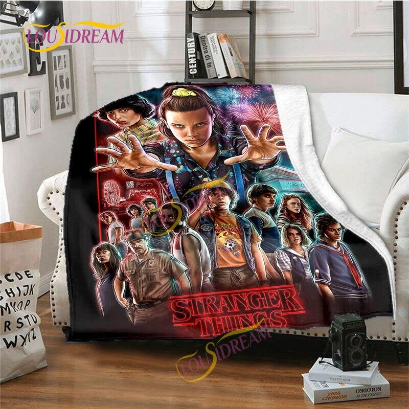 Stranger Things Flannel Blanket  Warm Comfort  Blanket Home Office Noon Break Blanket Travel Bed Sofa Washable Blanket.