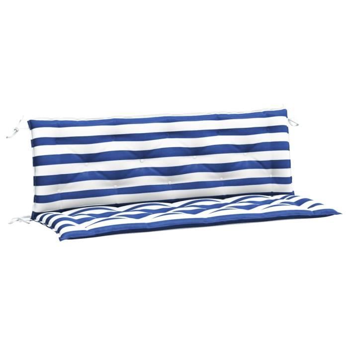 VidaXL Coussins de banc de jardin lot de 2 rayures bleues et blanches 361709