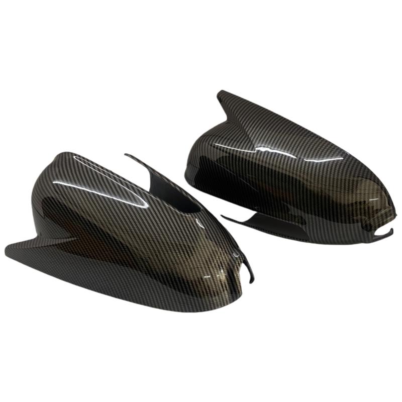 Glossy Black/Carbon Fiber Look Car Side Rearview Mirror Cover For Hyundai Kona 2018- Wing Mirror Caps Trims M Style