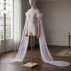 Detachable Off Shoulder Ruffle Tulle Long Train Arm Sleeves Maxi Floating Sheer Bridal Cuffs For Strapless Mermaid Wedding Gown Photoshoot