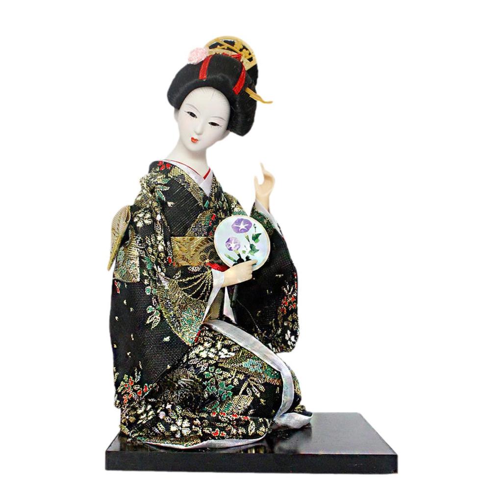 Japanese Kimono Doll Wooden Toy Table Statuette Craft Miniature Kimono Geisha Figurine for Shop Home Decorative Cabinet Indoor