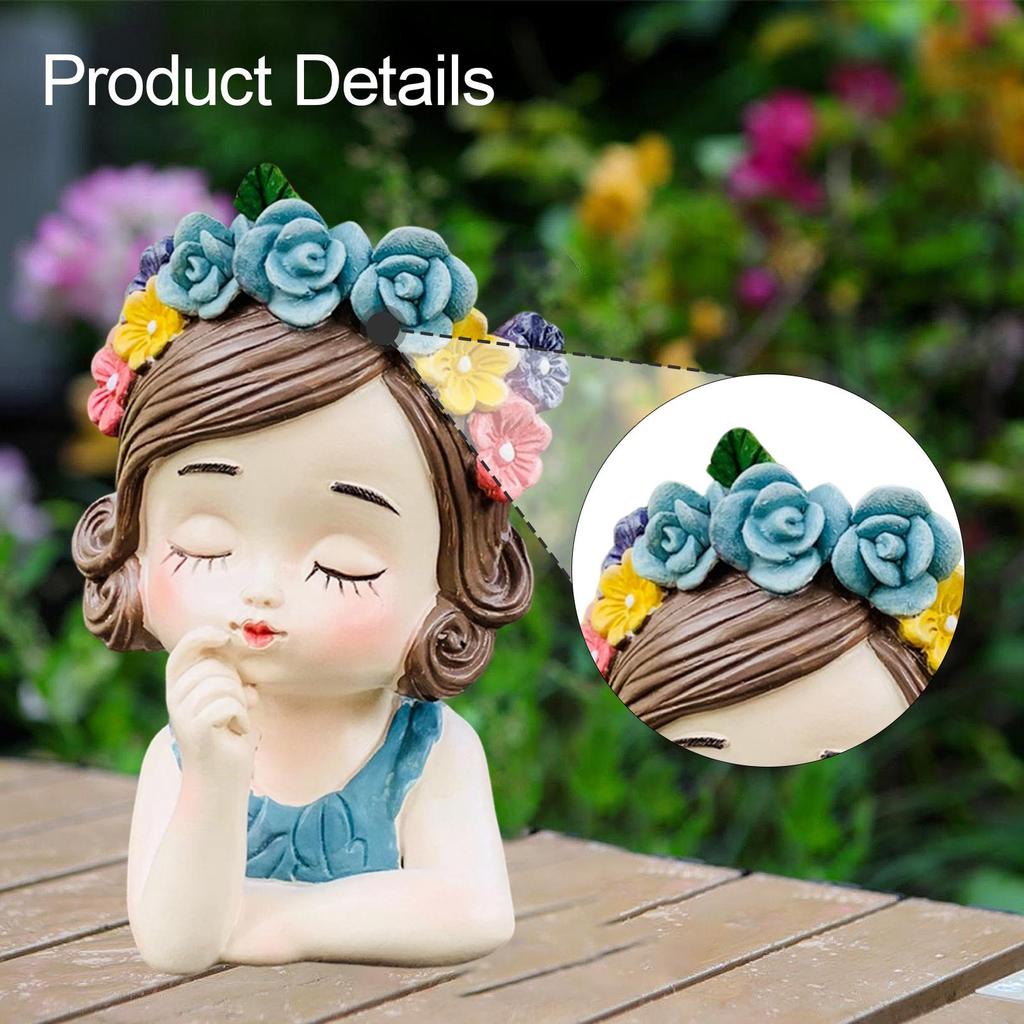Girl Flower Pot Sculpture Planter Organizer Decorative Vivid Plant Container Flower Vase for Home Kitchen Outdoor Desk Indoor