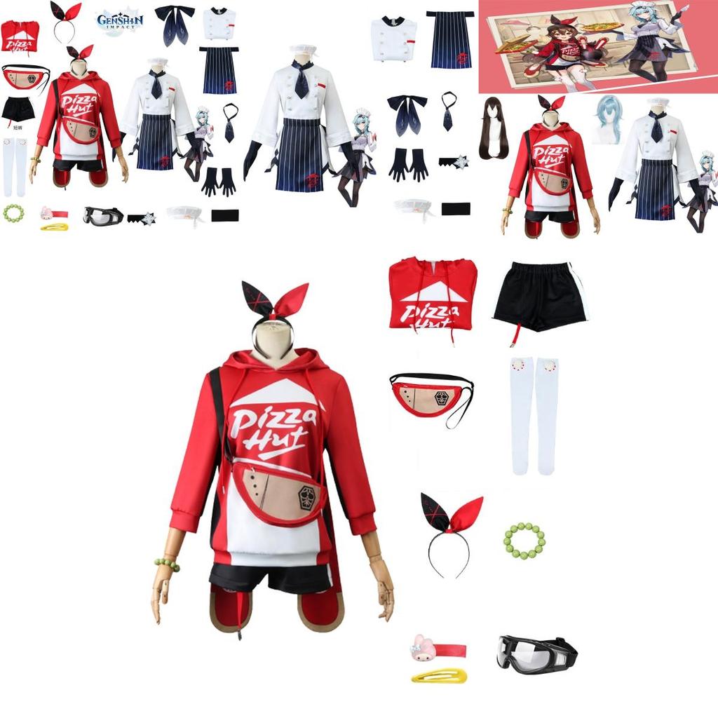 Exquisite Genshin Impact X Pizzahut Amber Eula Wig Cosplay Costume For Halloween