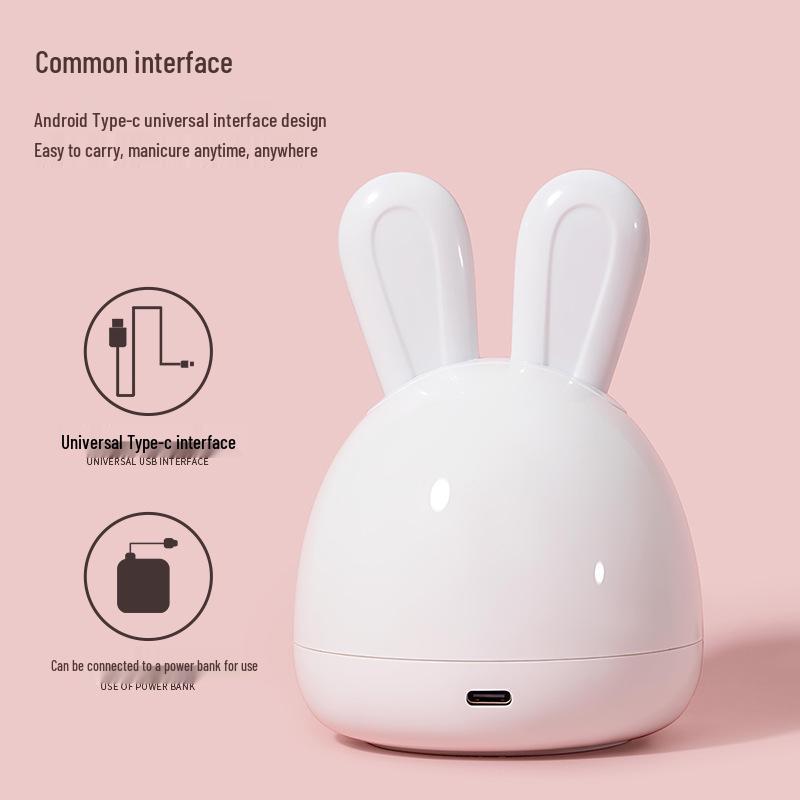 Adorable Rabbit Nail Art Mini Gel Lamp - Quick-Drying LED, Protects Hands, Perfect for Home Use