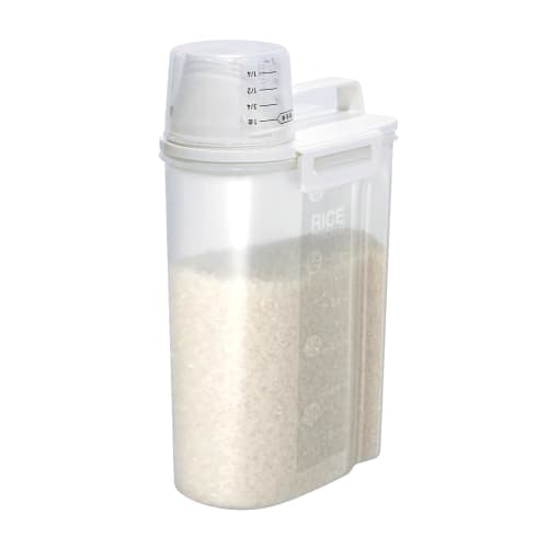 Airtight Rice Container, Refrigerator Storage, Maintains Freshness, 2kg Capacity, White, Tightly Sealed, Vertical and Horizontal Storage (Gasket Inclu