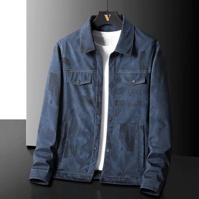 Work Jacket Men's New Spring and Autumn Trendy Casual Splicing Versatile Lapel Top Korean Style Men's Jacket
